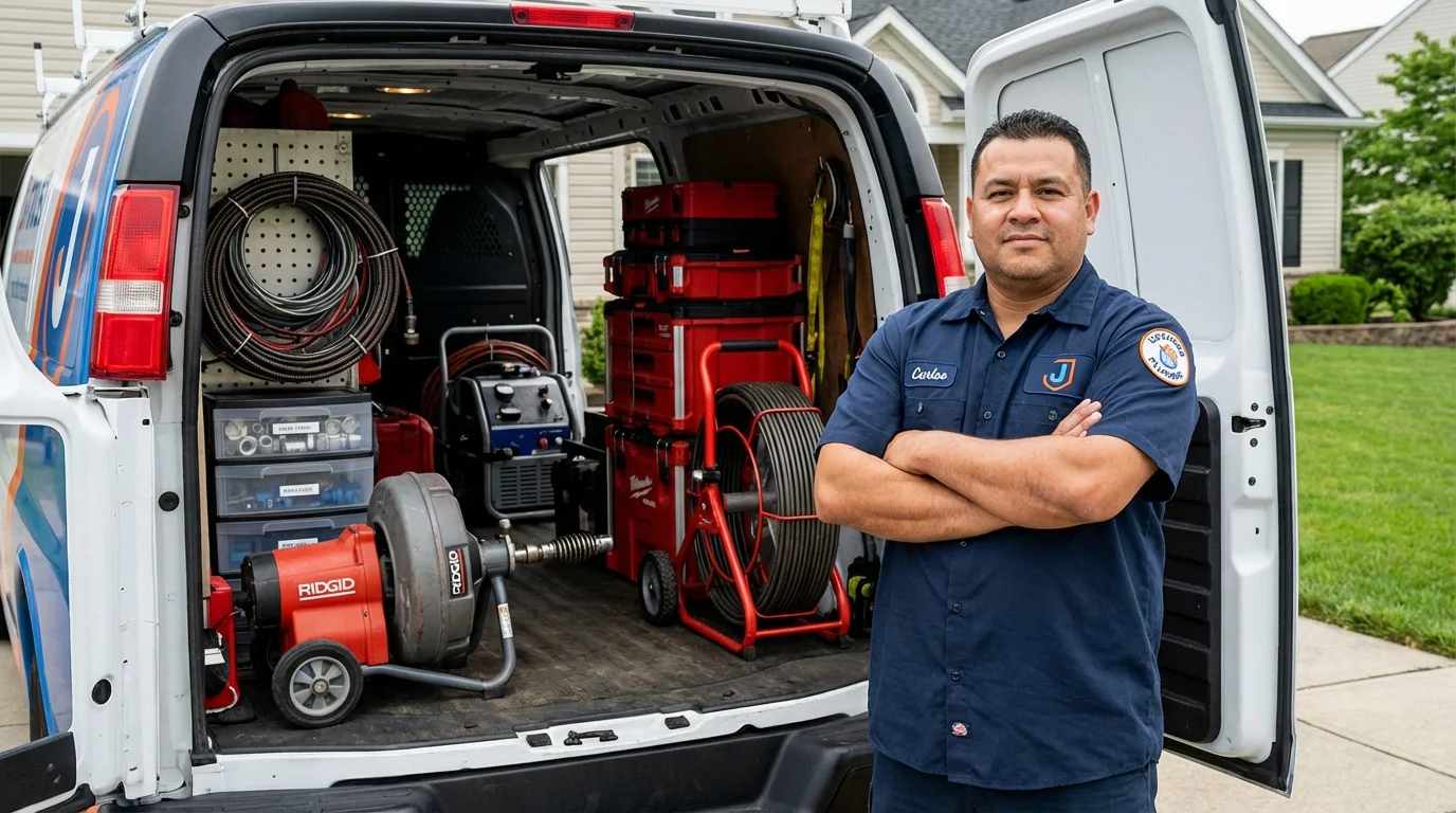Professional drain cleaning equipment and Johns Plumbing LLC plumber in Saint Rose