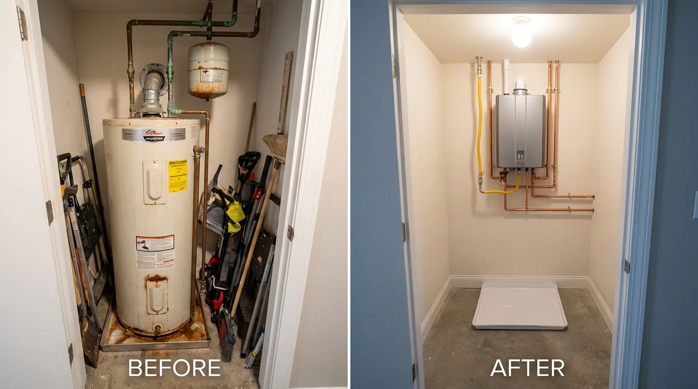 Tank water heater versus wall-mounted tankless unit comparison for Saint Rose, LA homeowners